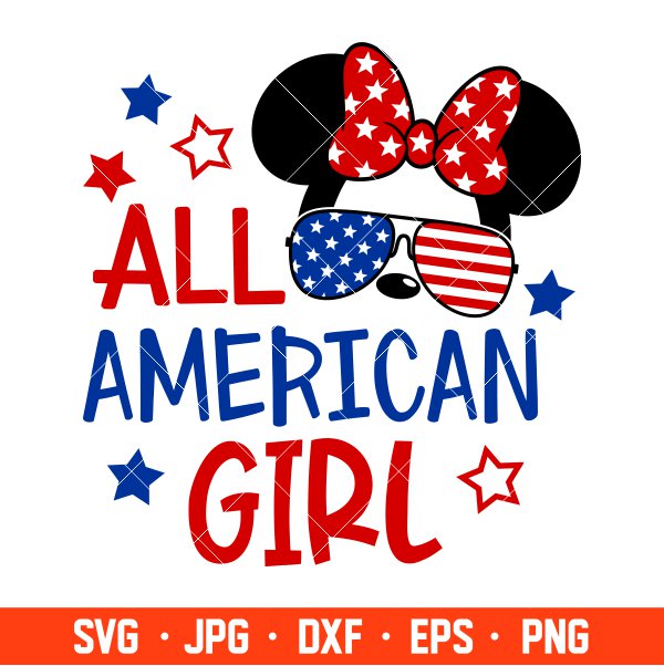 All American Girl Minnie Mouse Svg, Free Svg, Daily Freebies Svg, Cricut, Silhouette Vector Cut File