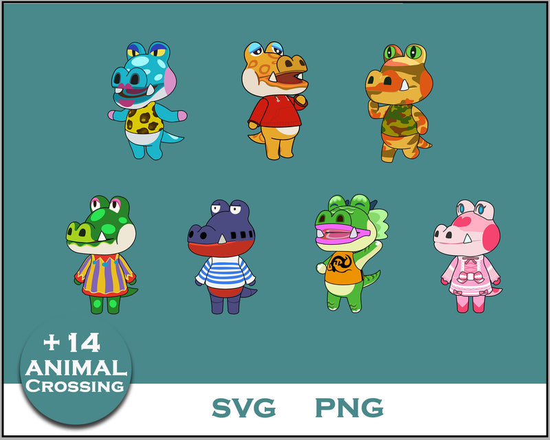 14+ Alligator Svg Bundle, Animal Crossing Svg Bundle, Animal Crossing Svg, Cartoon svg, png digital file