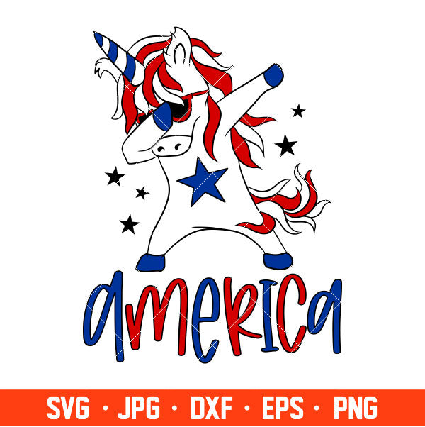 America Dabbing Unicorn Svg, 4th of July Svg, Patriotic Svg, Independence Day Svg, USA Svg, Cricut, Silhouette Vector Cut File