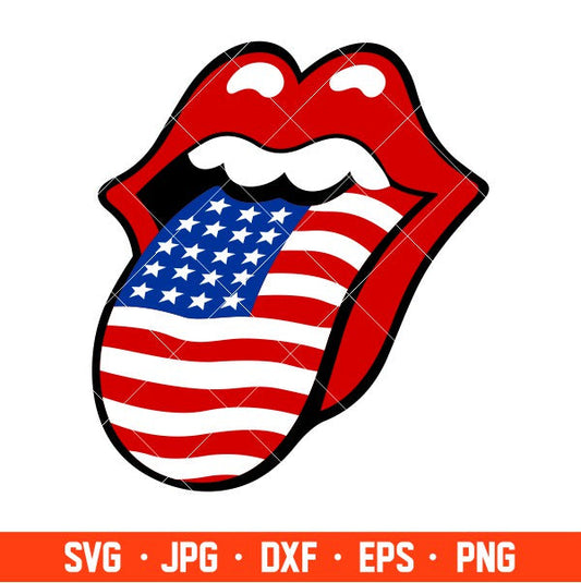 American Flag Tongue Svg, 4th of July Svg, Patriotic Svg, Independence Day Svg, USA Svg, Cricut, Silhouette Vector Cut File