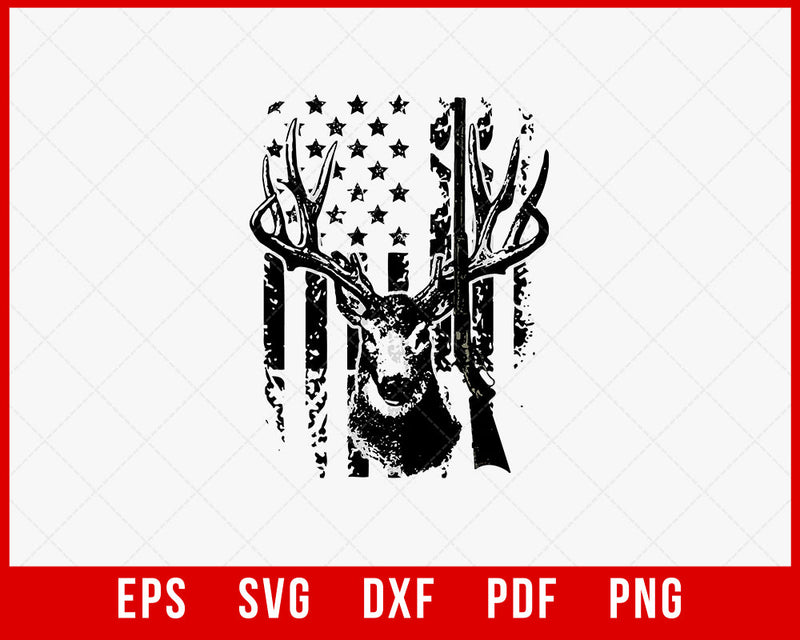 American Flag Patriotic Deer Hunting SVG Cutting File Instant Download