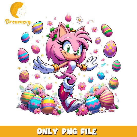 Amy Rose character easter eggs png, easter day png, cartoon png