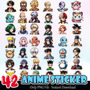 Anime Stickers PNG Bundle Instant Download