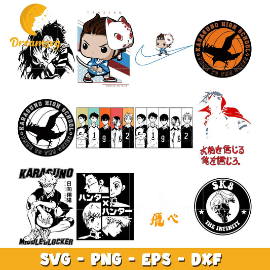 Haikyuu volleyball team anime bundle svg, haikyuu anime svg