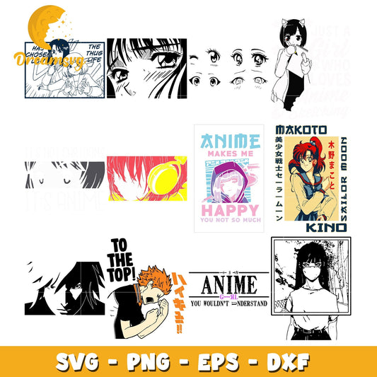 Anime make me happy bundle design svg, anime character svg