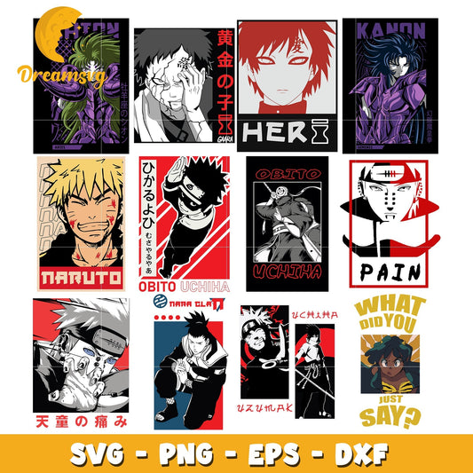 Anime naruto characters design bundle svg, naruto anime svg