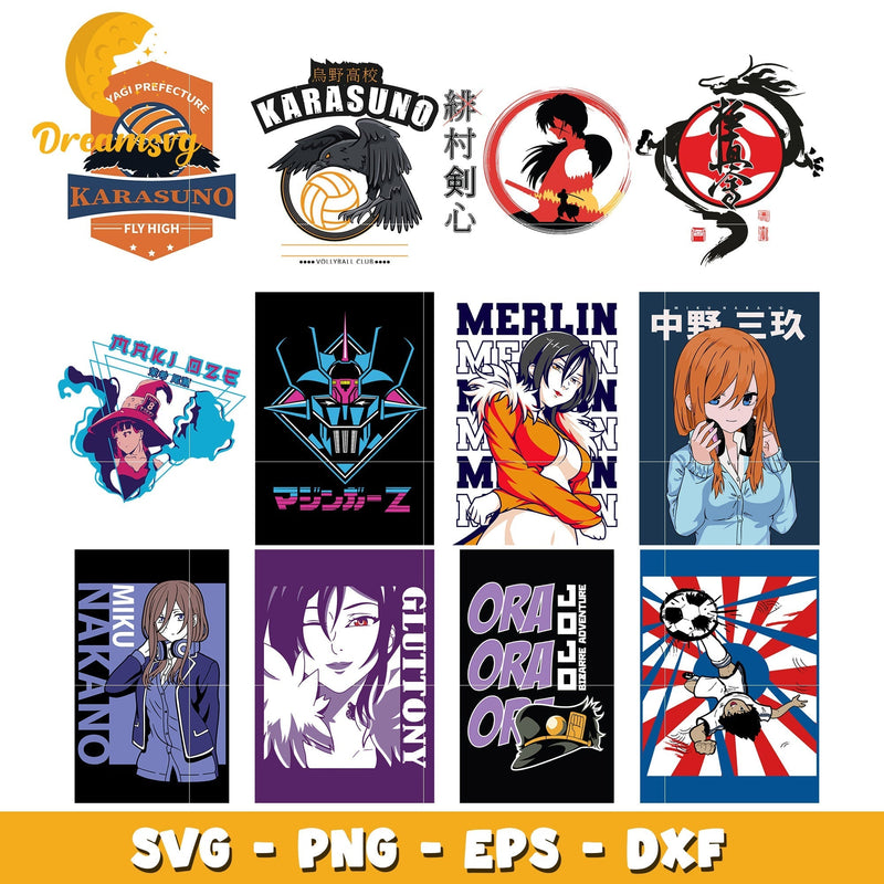 Miku nakano character bundle svg, kenshin himura svg, anime svg