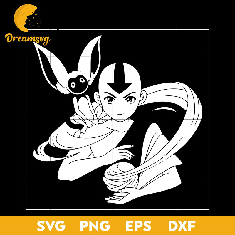 Aang and Momo svg, svg file for cricut ,Anime svg, png, eps, dxf digital download