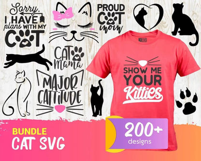 Cat Svg, Cat Quotes Svg For Cricut, Cat Clipart Bundle, Cat Quotes Png Designs