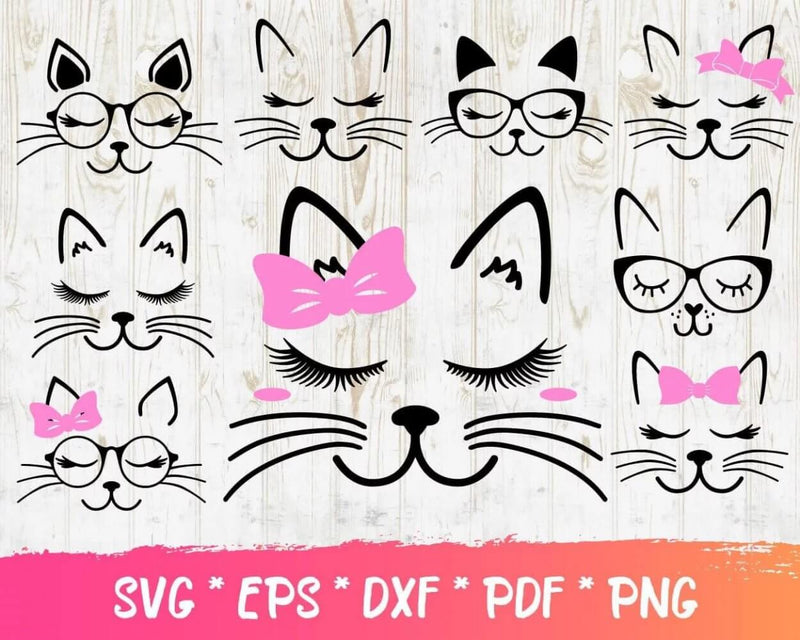 Cat PNG & SVG Bundle 200+ Files For Cricut & Silhouette