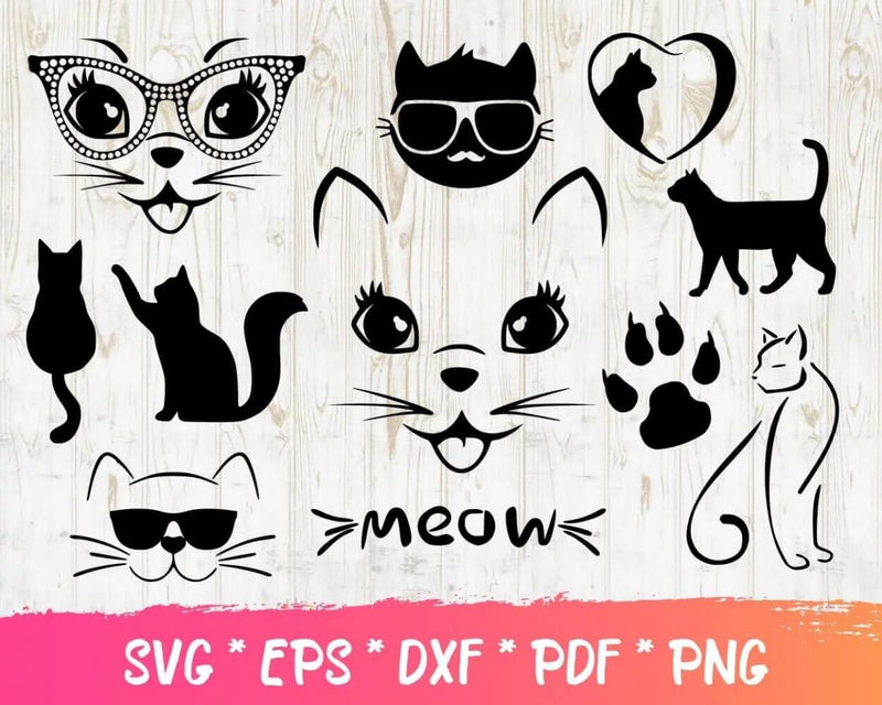 Cat Svg, Cat Quotes Svg For Cricut, Cat Clipart Bundle, Cat Quotes Png Designs