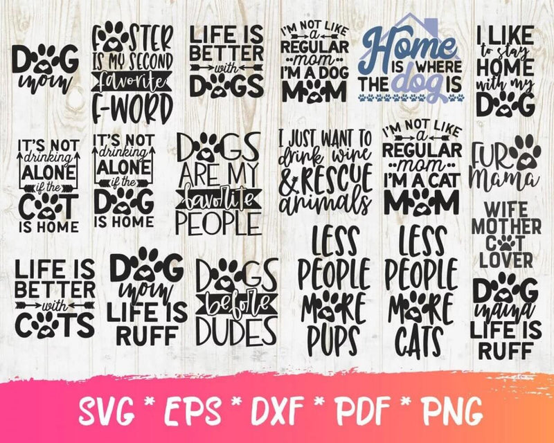 Cat Svg, Cat Quotes Svg For Cricut, Cat Clipart Bundle, Cat Quotes Png Designs