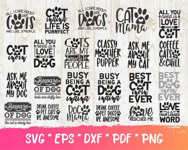 Cat Svg, Cat Quotes Svg For Cricut, Cat Clipart Bundle, Cat Quotes Png Designs