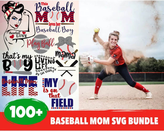 Baseball Mom Clipart Bundle, PNG & SVG Files for Cricut / Silhouette
