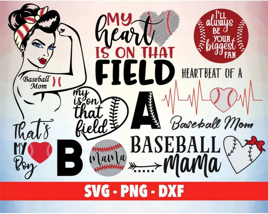 Baseball Mom Clipart Bundle, PNG & SVG Files for Cricut / Silhouette