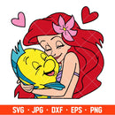 Ariel and Flounder Svg, Love Svg, Little Mermaid Svg, Disney Svg, Cricut, Silhouette Vector Cut File