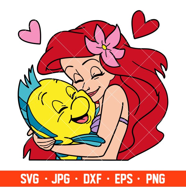 Ariel and Flounder Svg, Love Svg, Little Mermaid Svg, Disney Svg, Cricut, Silhouette Vector Cut File