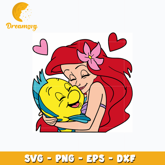 Ariel and Flounder valentine day svg