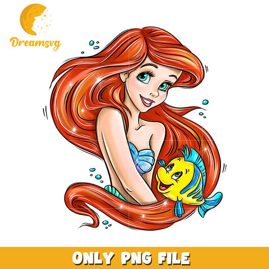Ariel and Flounder PNG Cartoon Art for Kids Decor