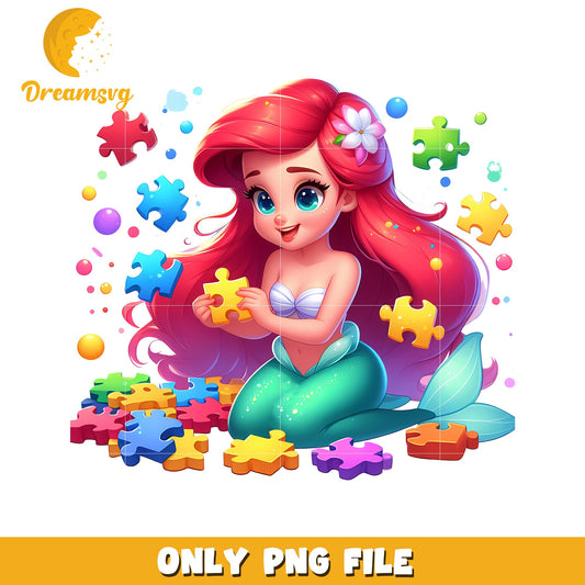 Ariel character autism png, autism awareness png, disney princess png