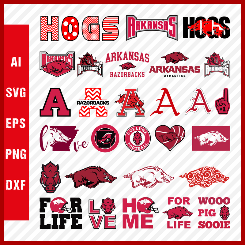 Arkansas Razorbacks svg NCAA National Collegiate Athletic Association Team Logo Clipart Bundle