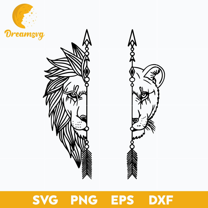 Arrow Lion Couple Svg, Couple lions Svg, Funny Svg, Png, Dxf, Eps Digital File.