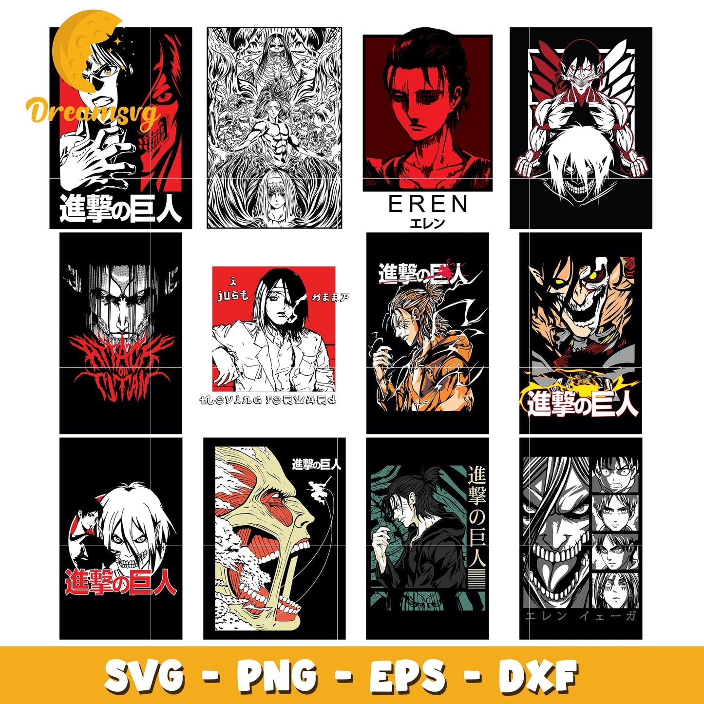 Attack on titan characters bundle svg, attack on titan svg