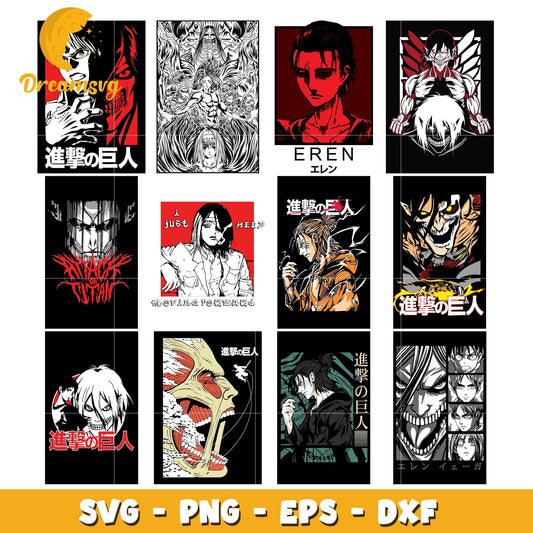 Attack on titan characters bundle svg, attack on titan svg