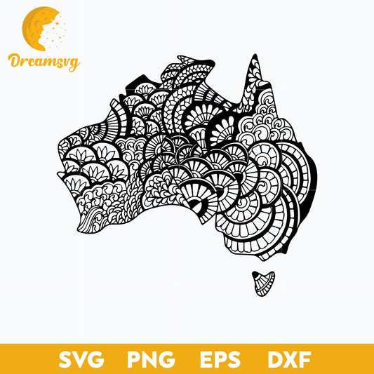 Australia Map Mandala Svg, Mandala Svg, Funny Svg, Png, Dxf, Eps Digital File.