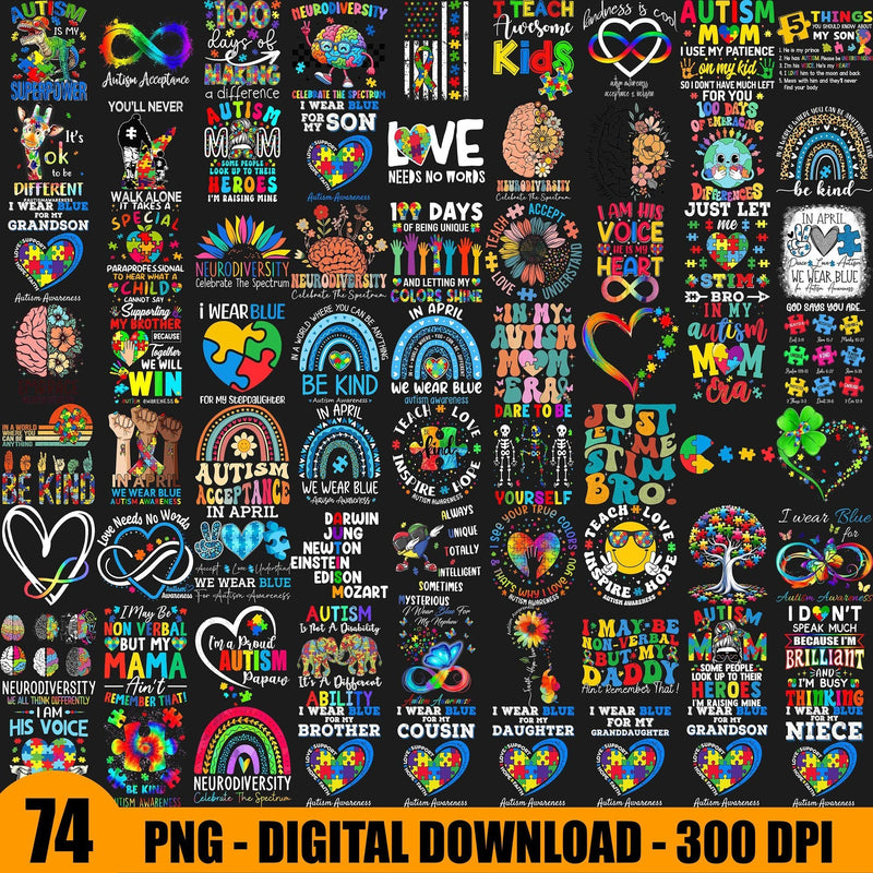 Autism Awareness Bundle 74+ PNG