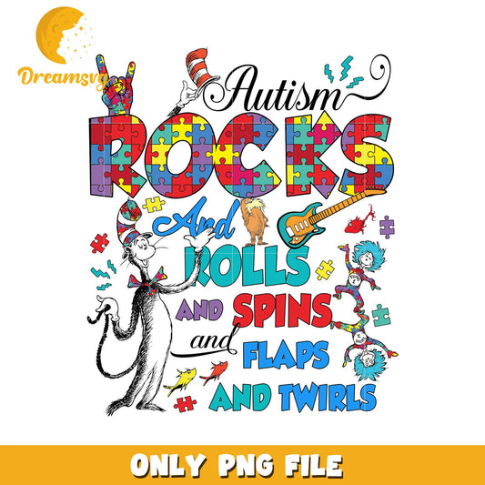 Autism Rocks Colorful PNG Design for Awareness and Fun