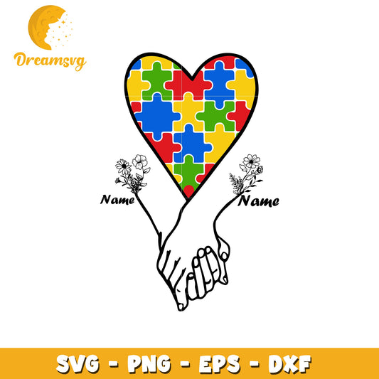 Autism heart hand svg, autism awareness svg, heart shape svg