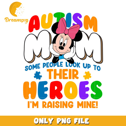 Autism mom their heroes png, autism awareness png, minnie head png