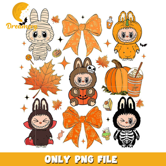 Autumn labubu png, happy halloween png, halloween toys png