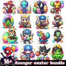 Chibi Superhero Easter Cartoon Png Bundle