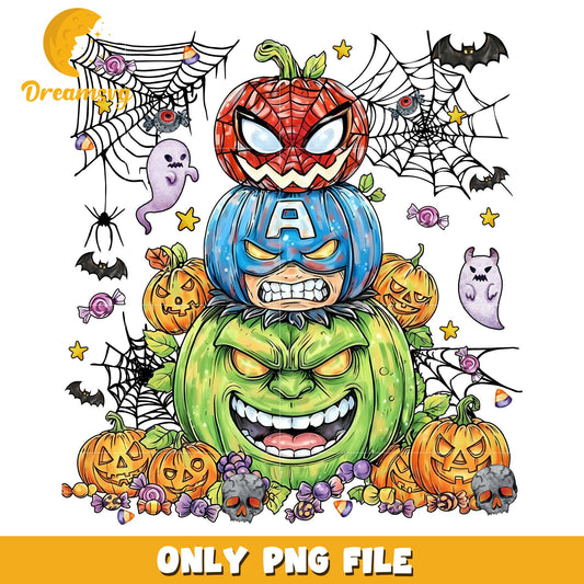 Avengers pumpkin head png, costumes in halloween png, spooky season png