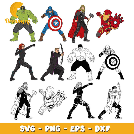 Avengers movies characters bundle svg, Avengers svg, marvel svg