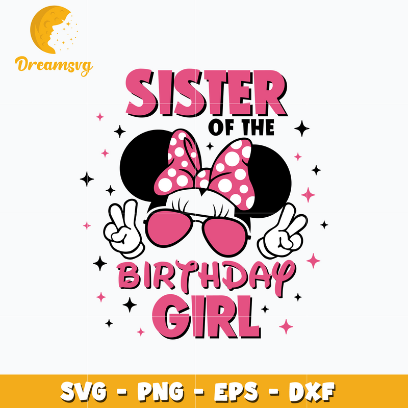 Minnie head disney sister of the birthday girl svg