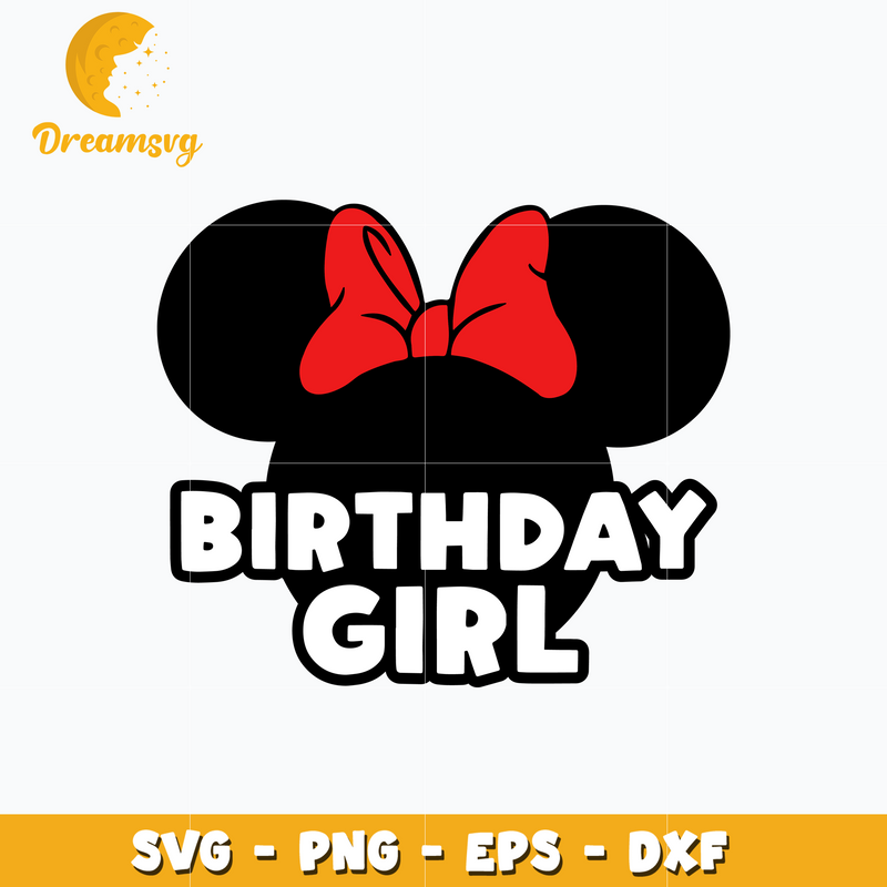 Minnie head disney birthday girl svg