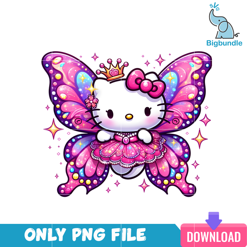 Hello Kitty Blink Pink Butterfly PNG