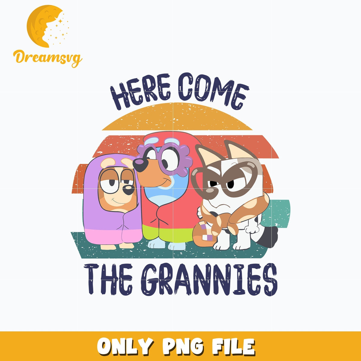 Bluey here come the grannies png