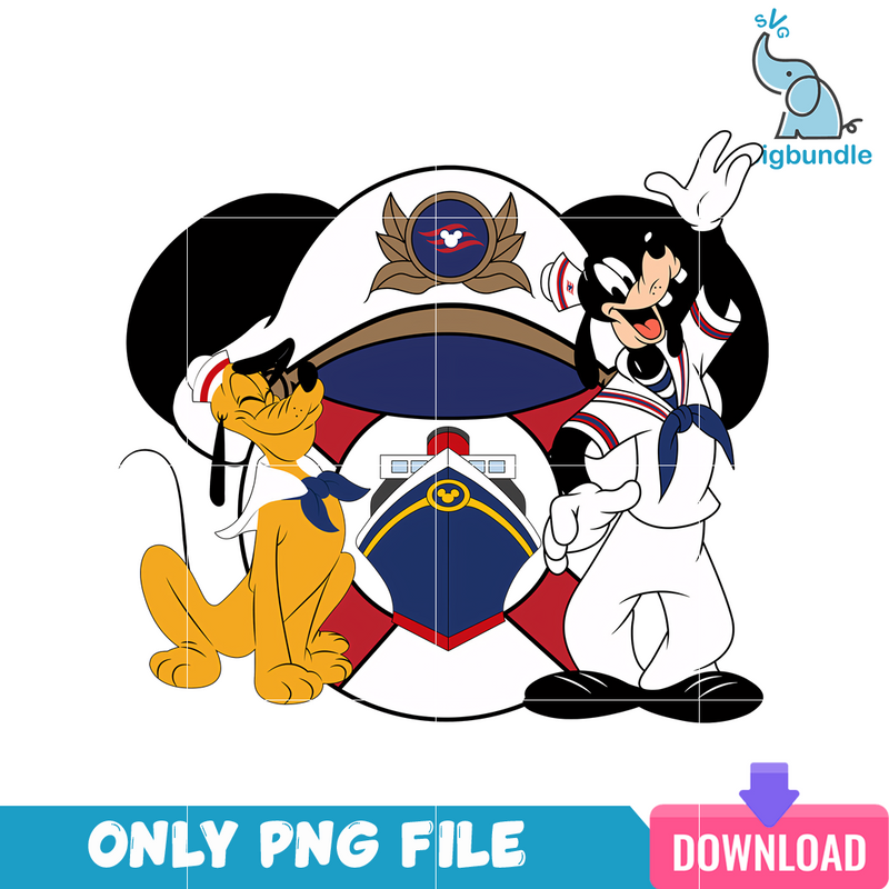 Pluto And Goofy Captain Cruise PNG