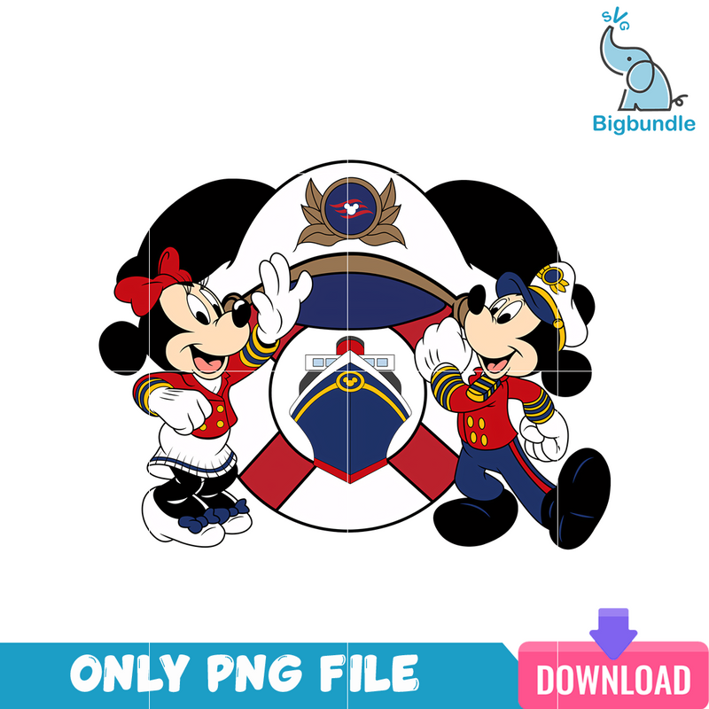 Minnie And Mickey Captain Cruise PNG