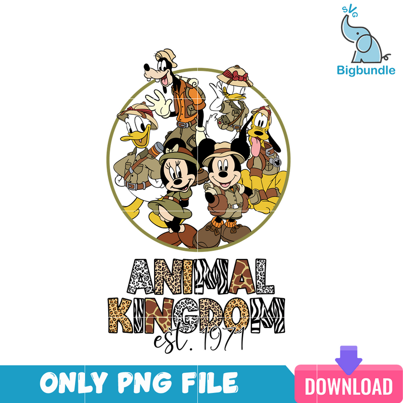 Mickey Disney Animals Kingdom Est 1971 PNG