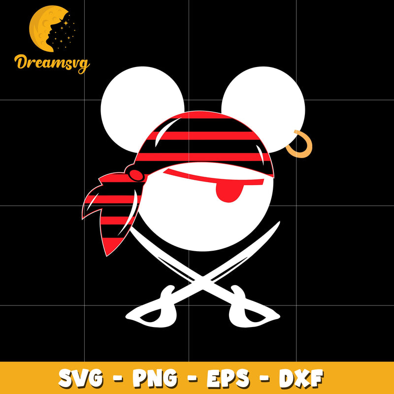 Mickey mouse head priate 2024 svg