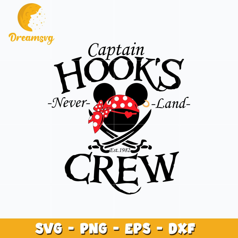 Minnie head captain hooks crew svg