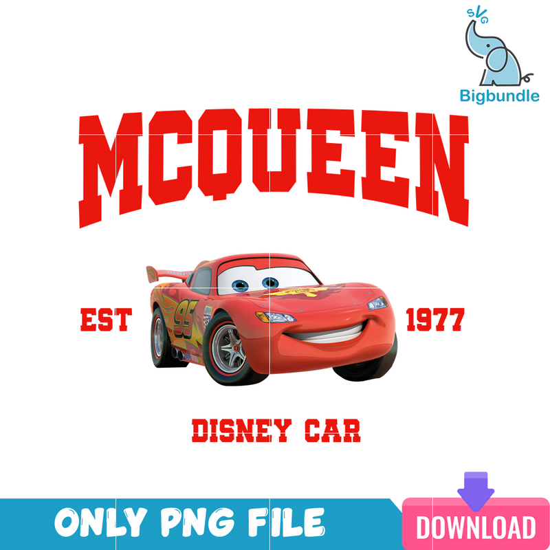 Disney Cars McQueen Est 1985 PNG