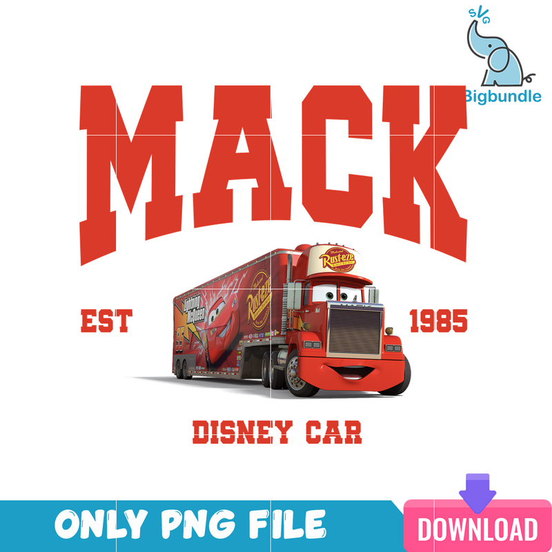 Disney Cars Mack Est 1985 PNG