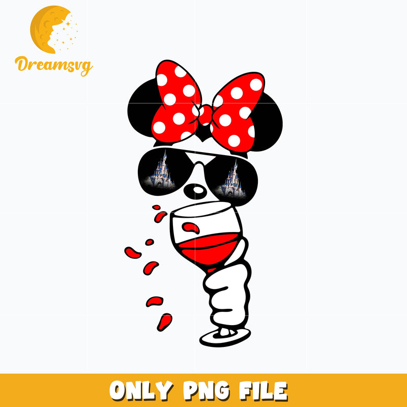 Minnie mouse drinking wine png