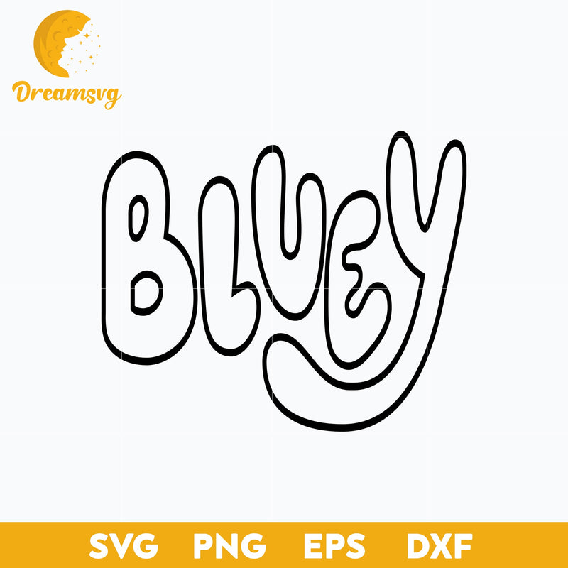 Bluey logo outline Svg, Bluey Vector, Bluey Alphabeth, Bluey Cutfile, Bluey Clipart, Cartoon svg, png, dxf, eps file